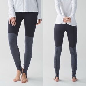 Lululemon Wunder Under Pant Stirrup Heathered Naval Blue